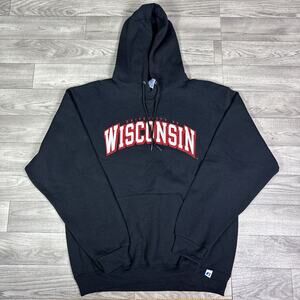 Wisconsin Badgers Russell Athletic Hoodie Sweatshirt Black sz L